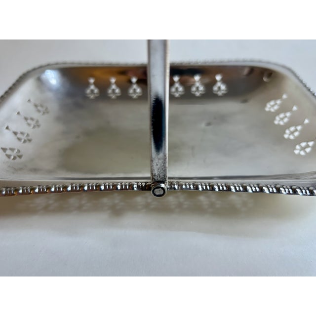 Cheltenham England Handled Silver Plate Pierced Basket For Sale - Image 13 of 18