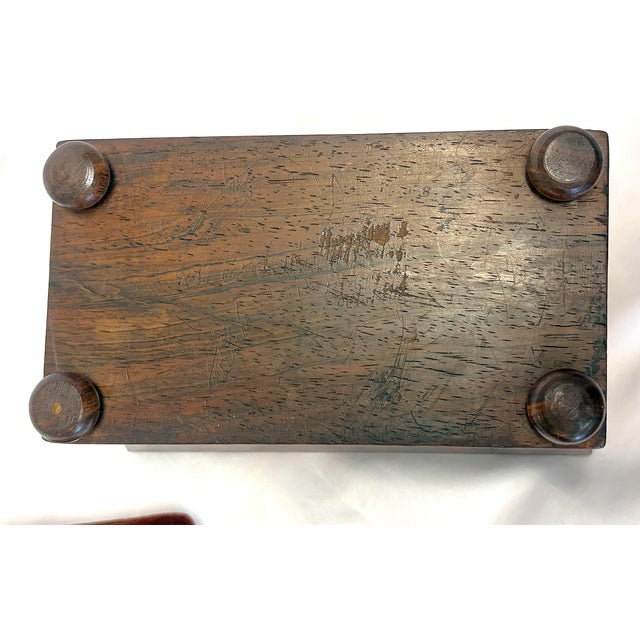 19th Century Antique Rosewood Sewing Box With Velvet Top and Assorted Pins For Sale - Image 13 of 18