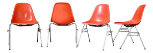 Vintage Chairs in Orange Fiberglass by Charles & Ray Eames for Herman Miller, 1960s, Set of 4