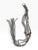 Vintage gray/taupe macramé plant hanger featuring traditional knotted construction, natural wood beads, a hanging ring,...