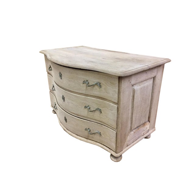 Mid-19th Century French Provençal Bleached Pine Bowfront Commode / Dresser Introduce timeless French charm into your home...