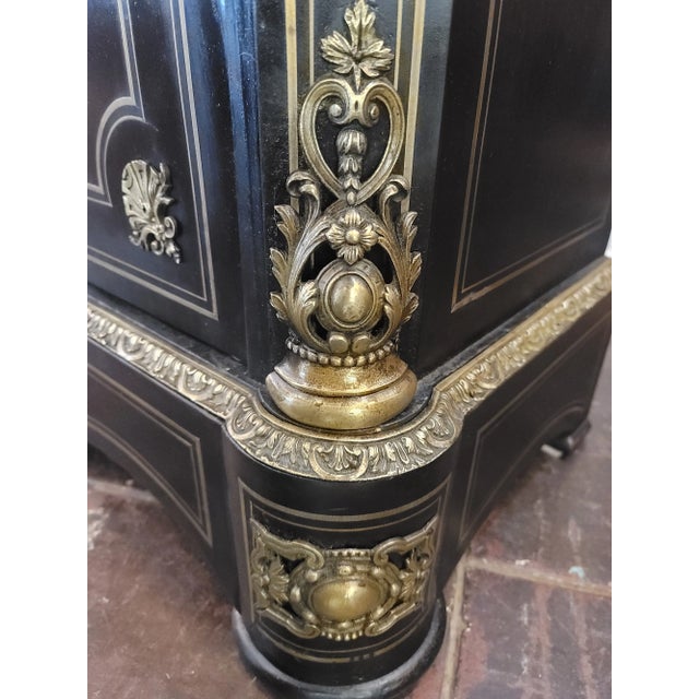 Antique 19th Century French XIX Napoleon III "Boulle " Commode Console Liquor Bar Ebonized For Sale - Image 12 of 12