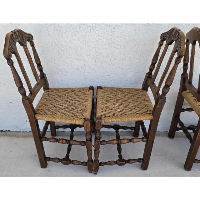 Antique 1800s Provençal Dining Chairs With Rope Seats Set of 4 For Sale - Image 14 of 18