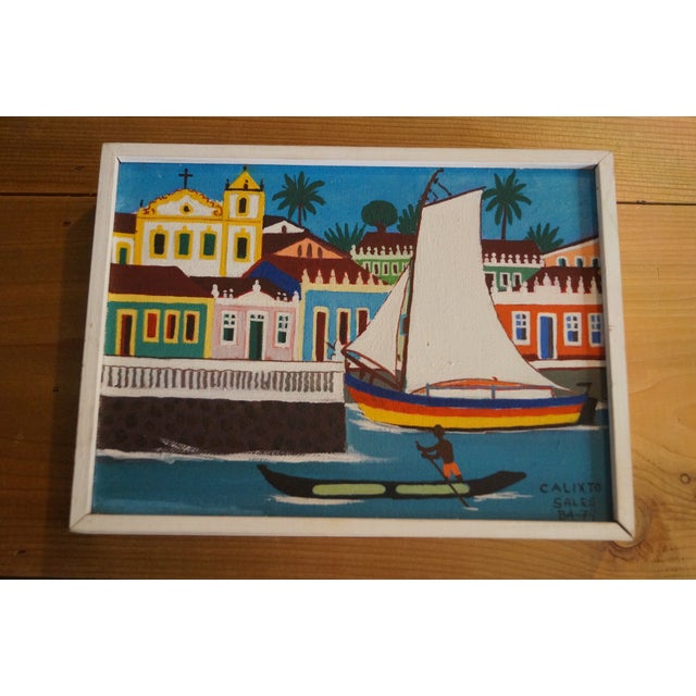 1970s Bahia Brazil Artist Calixto Sales Painting For Sale - Image 9 of 10