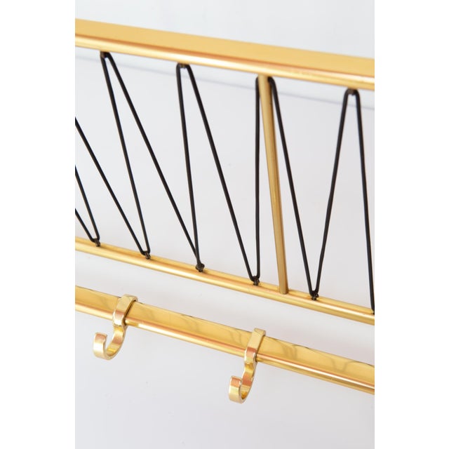 Mid-Century Modern Vintage Wall Coat Rack in Gilt Aluminium, 1950s For Sale - Image 3 of 7