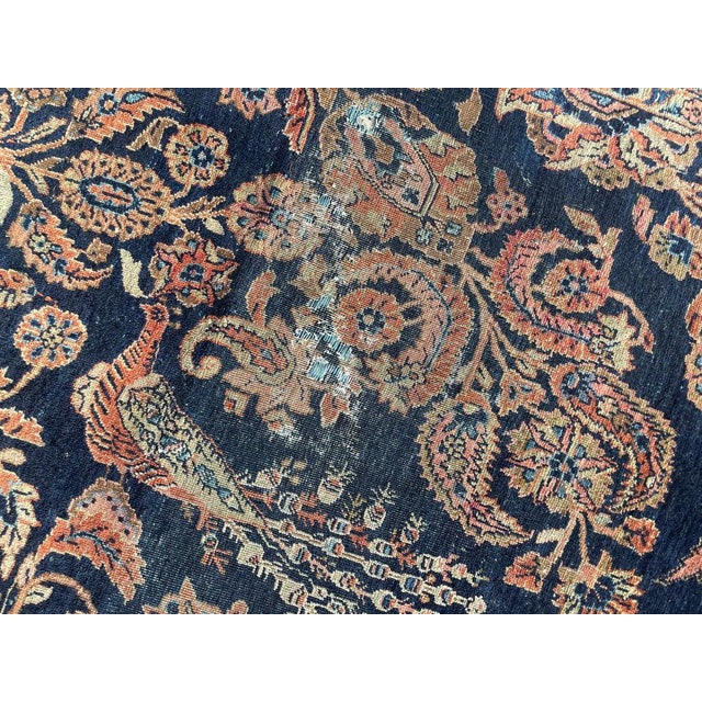 1920s ROYAL MOHAJERAN SAROUK with Peacocks, Butterflies, Cacoons, & Zoroastrian Flames Rug 9 x 15.1 For Sale - Image 11 of 15