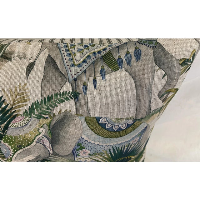 20" Square Decorative Throw Pillow With An Exotic Elephant & Palm Tree Pattern - Made In The U K. This pillow was made in...