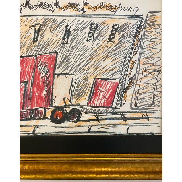 Early Purvis Young Miami Urban Expressionist Mixed Media Drawing Framed For Sale - Image 11 of 12