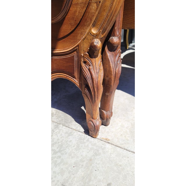Wood Antique Louis French Walnut Headboard and Footboard For Sale - Image 7 of 14