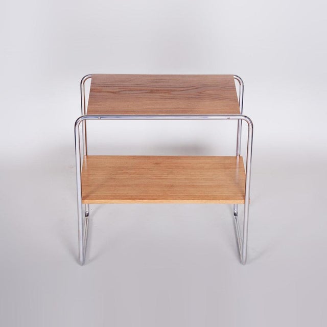 Small 20th Century Bauhaus Chrome and Oakwood Table, Czech, 1930s For Sale - Image 4 of 10