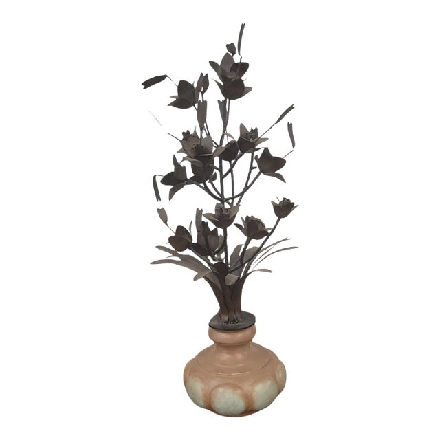 Mid Century Hand Forged Iron Sculpture For Sale