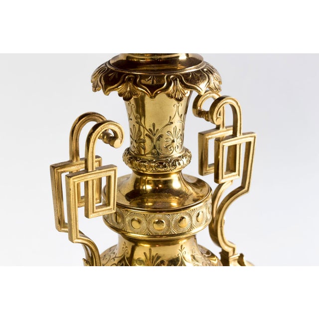 19th Century Gilt Brass and Bronze Table Lamps, Set of 2 For Sale - Image 5 of 10