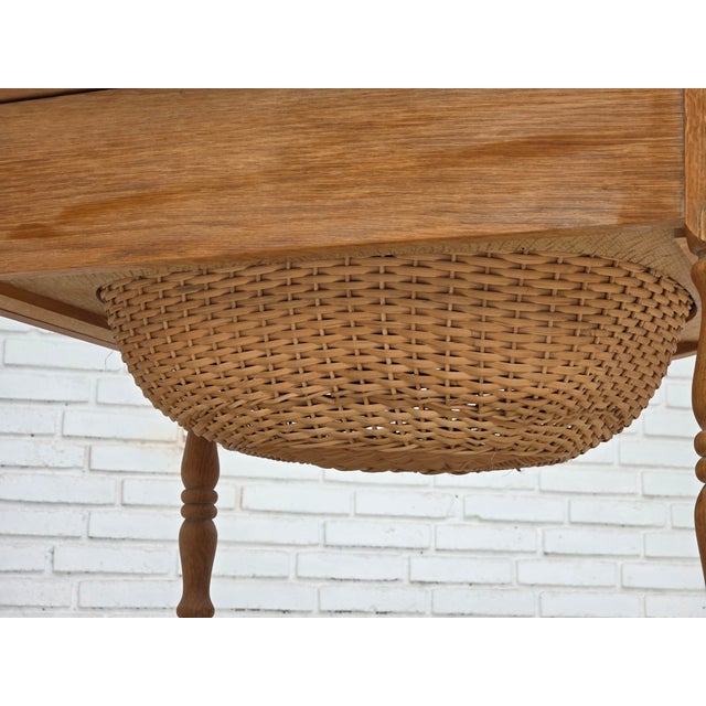 Scandinavian Side Table with Drawers in Oak Wood and Rattan, 1970s For Sale - Image 16 of 18