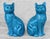 1950s Vintage Chinese Turquoise Blue Glazed Ceramic Mantle Cat Sculpture - A Pair For Sale - Image 5 of 10