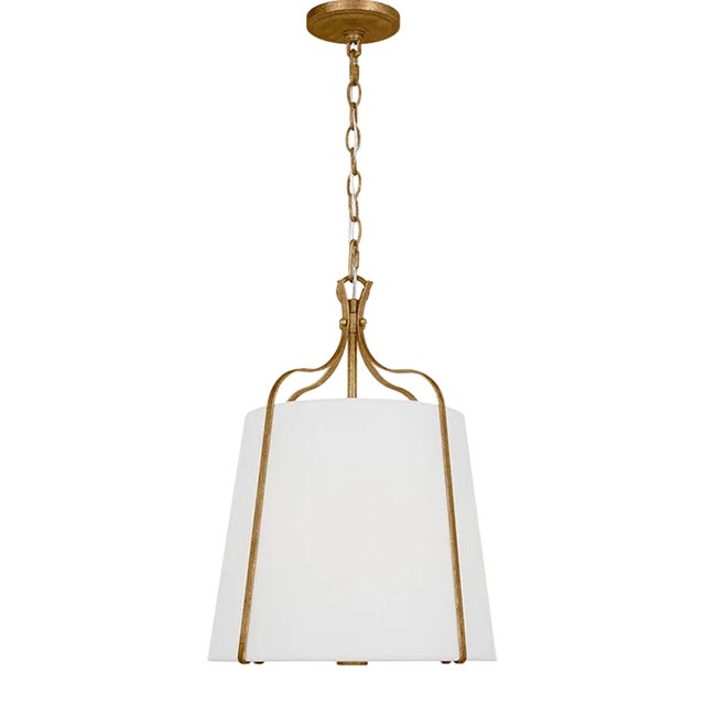 Alexa Hampton By Visual Comfort Studio Leander 1-Light Small Hanging Shade Pendant in Antique Gild For Sale