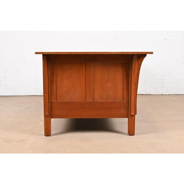 Wood Stickley Mission Arts and Crafts Cherry Wood Settle Sofa For Sale - Image 7 of 12