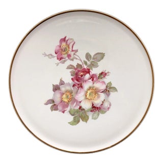 Vintage Schumann Arzberg Wild Rose Gold Trimmed Platter For Sale