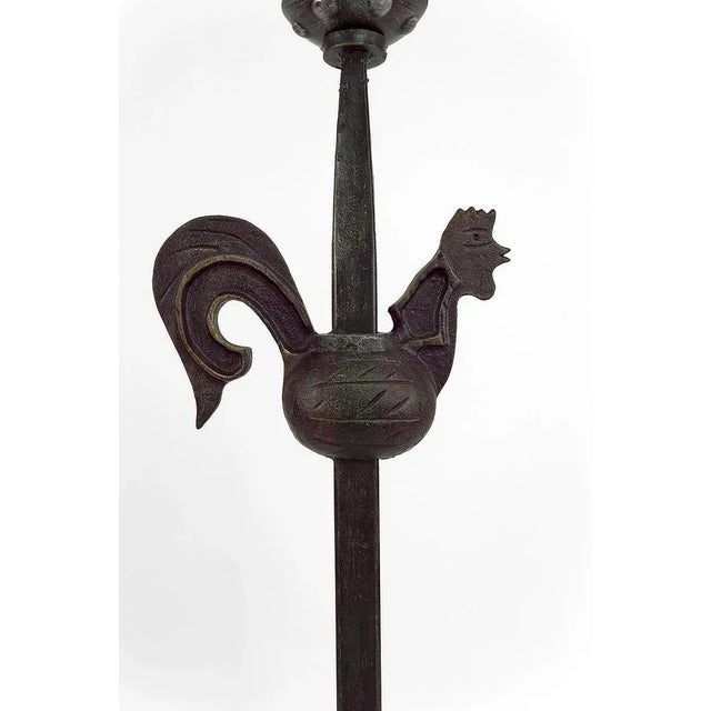 Black Rooster Floor Lamp in Wrought Iron by Jean Touret for Ateliers Marolles, 1950s For Sale - Image 8 of 12