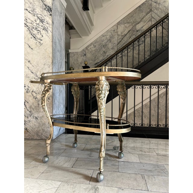 Metal 1970s Hollywood Regency Serving Trolley For Sale - Image 7 of 12