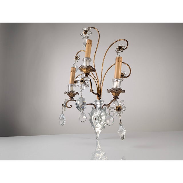 Large Italian Wall Light in Carved Crystal from Maison Baguès, 1950s For Sale - Image 10 of 10