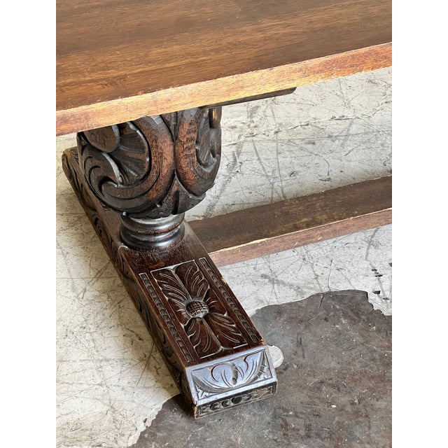 1960s Vintage Mexican Hand Carved Large Dining Table For Sale - Image 5 of 6