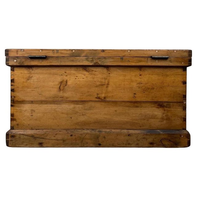 Antique Victorian Pine Fitted Chest Coffer For Sale - Image 9 of 12
