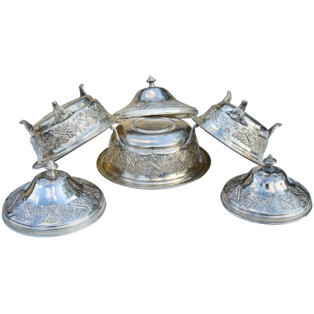 Mid 20th Century Handcrafted Moroccan Engraved Lidded Bowls- Set of 3 For Sale - Image 9 of 9