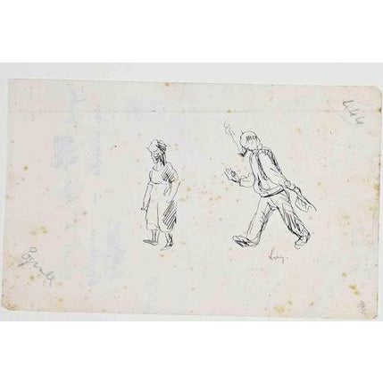 Leo Longanesi, Figures, 1930s, China Ink on Paper For Sale