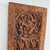 - Hand-carved wood panel - Jacobean style relief - Metal hanging bracket on back