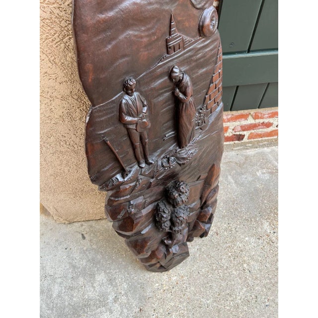 Antique French Carved Wood Wall Sculpture the Angelus by Jean Francois Millet For Sale - Image 10 of 13