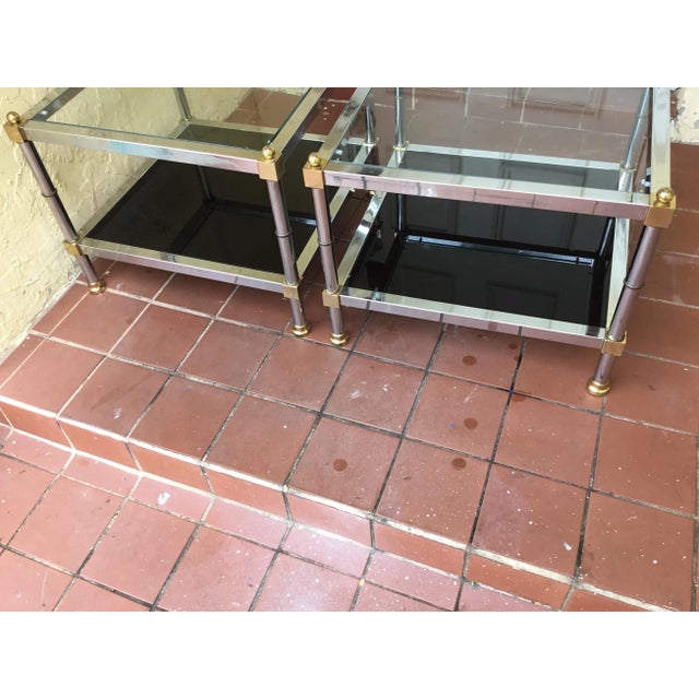 Brass Vintage Chrome Side Tables - a Pair For Sale - Image 8 of 9