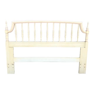 Vintage Coastal Cream and Pink Queen Size Headboard by Thomasville For Sale