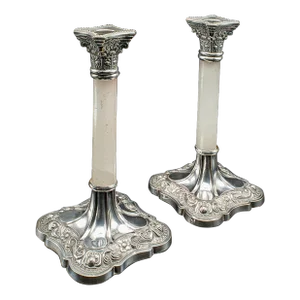 1900's Pair of Antique Mantlepiece Candlesticks