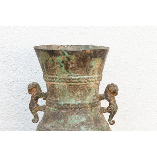 19th Century Tall Antique Patinated Bronze Vessel For Sale - Image 5 of 12