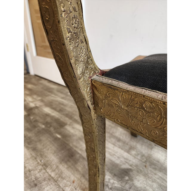 Vintage Regency Anglo-Indian Ram's Head Brass-Clad Wedding Side Chair For Sale - Image 16 of 18