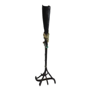 Antique British Hand-Forged Iron Cattle Branding Iron Candle Holder For Sale
