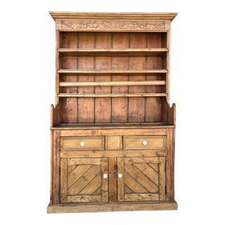 Antique Pine Welsh Hutch/Cabinet With Shelves (Welsh Dresser) For Sale