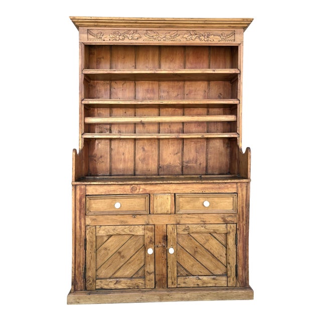 Antique Pine Welsh Hutch/Cabinet With Shelves (Welsh Dresser) For Sale