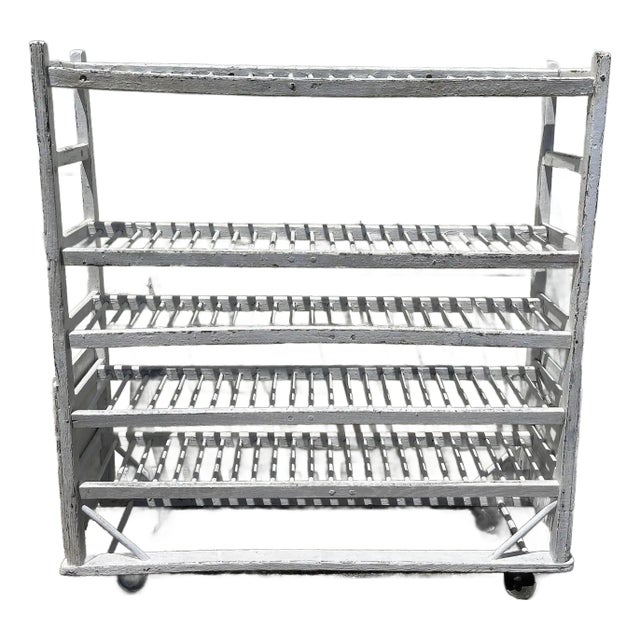 Antique Cobblers Rack Wood Rolling Planter Rustic Kitchen Storage Shelves For Sale