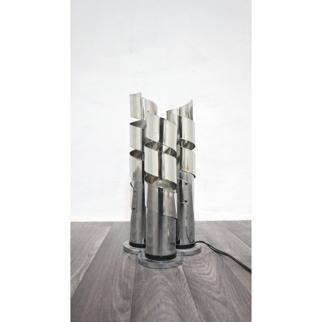 Chromed Steel Spiral Table Lamp attributed to Max Sauze, 1970s For Sale - Image 14 of 14