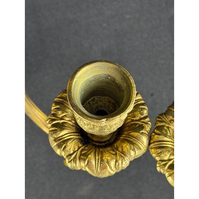 French Louis XVI Gilt Bronze Bow and Flower Basket Wall Sconces, Set of 2 For Sale - Image 9 of 10