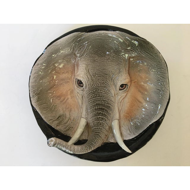 Safari Mid-Century Italian Hand Painted Pottery Elephant Bowl/Catchall For Sale - Image 12 of 12