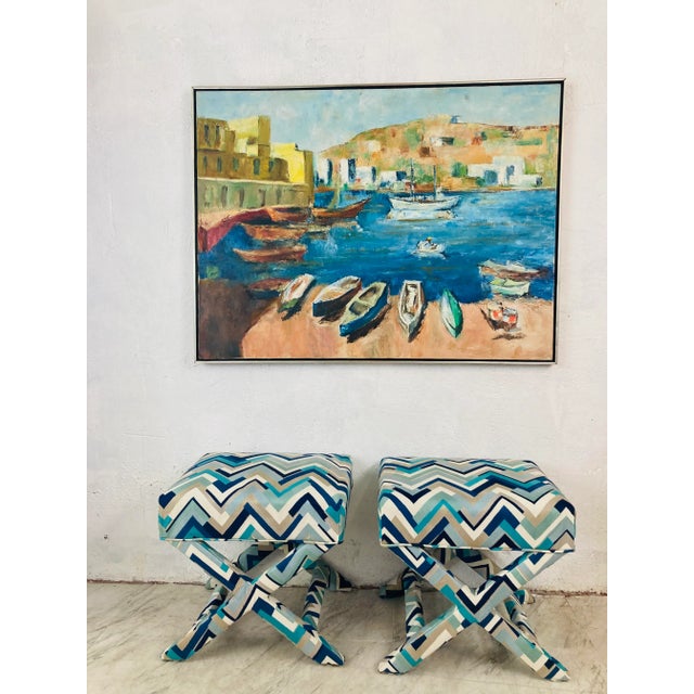 X Benches, a Pair, Newly Upholstered For Sale - Image 4 of 9