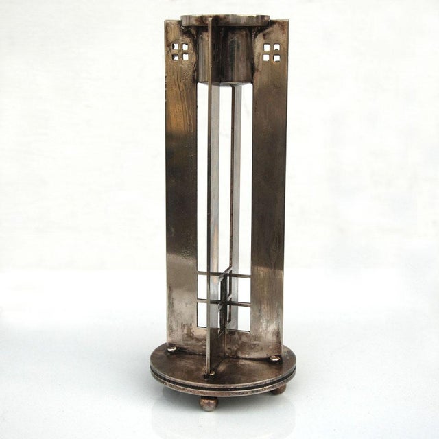 Candleholder by Richard Meier for Swid Powell Silver plated with a nice patina. Stamped Made in Italy.