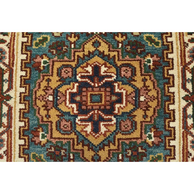 Textile Heriz Runner 2’6” X 7’9” Blue Wool Tribal Hand-Knotted Oriental Rug For Sale - Image 7 of 12