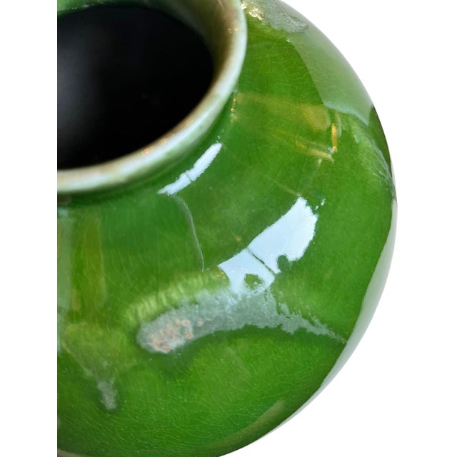 1940s French Green Glazed Ceramic Vase For Sale - Image 5 of 6