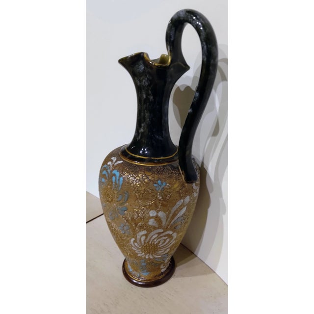 Antique ROYAL DOULTON Slater Patent ART NOUVEAU Arts Crafts Pottery Ewer Vase c. 1900 - 1920 Stunning detail!!