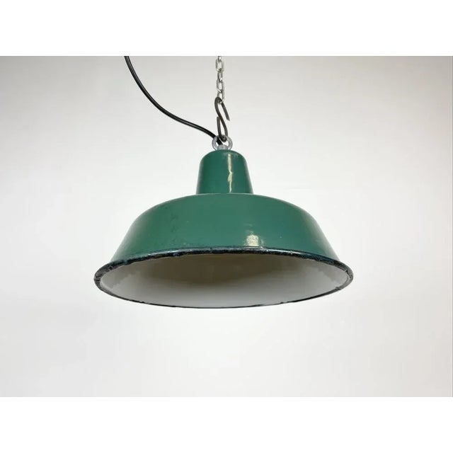 Small Industrial Green Enamel Pendant Lamp, 1960s For Sale - Image 6 of 13