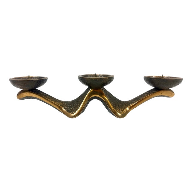 Brutalist Bronze Candleholder, 1970s For Sale