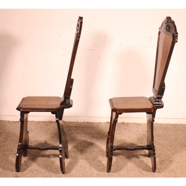 Walnut and Marquetry Step Stools, 1800s, Set of 2 For Sale - Image 10 of 13